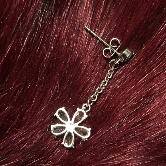 Cinderella Clear Crystal Flower Dangle Stud Earrings - Picture 5 of 6